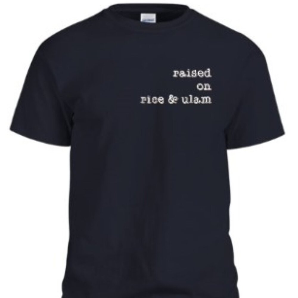 "Raised on Rice & Ulam" Shirt | Filipino Food Graphic Tee | Navy Blue